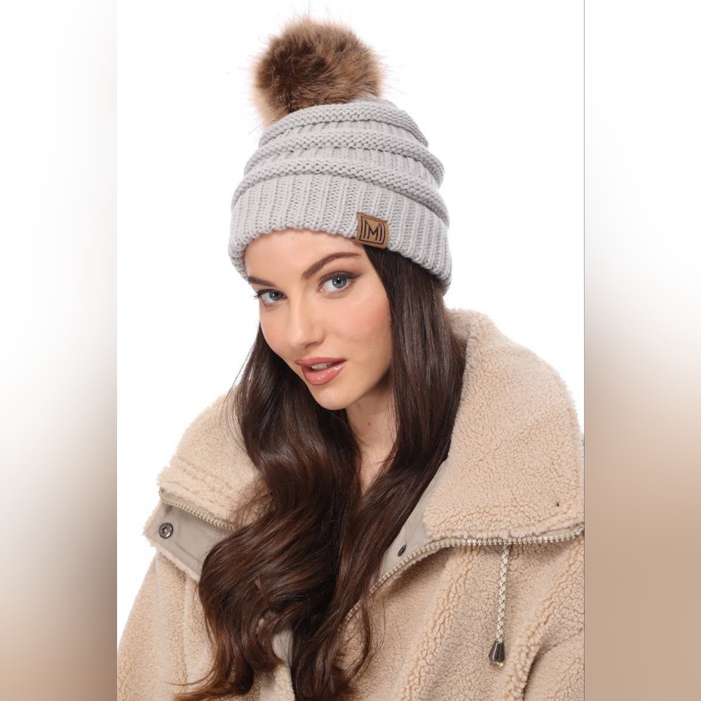 Light Grey Pom Pom Beanie